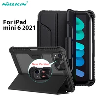 nillkin for ipad mini 6 case pu leather smart cover stand for ipad mini 6 2021 magnetic case lens protection with pencil holder
