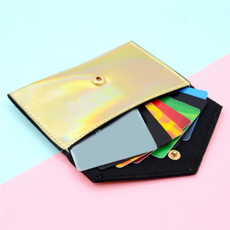 Лазерный блестящий кошелек для монет девочек женский простой карт маленький