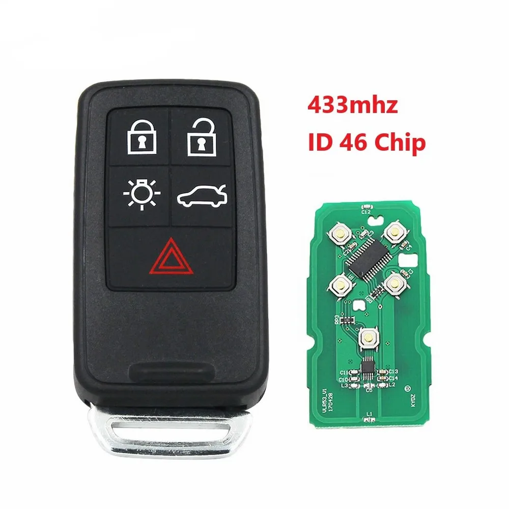 

5 Button Remote Key Car Key KYDZ for Volvo XC60 S60 S60L V40 V60 434mhz ID46 Chip Uncut Blade