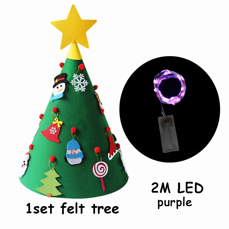 Christmas Tree 5 1 Набор 3D войлочная Рождественская елка с 2 м светодиодный светильник Рождественский подарок на год Navidad Natal для детей рождественские украшения для дома - Цвет: Christmas Tree 5