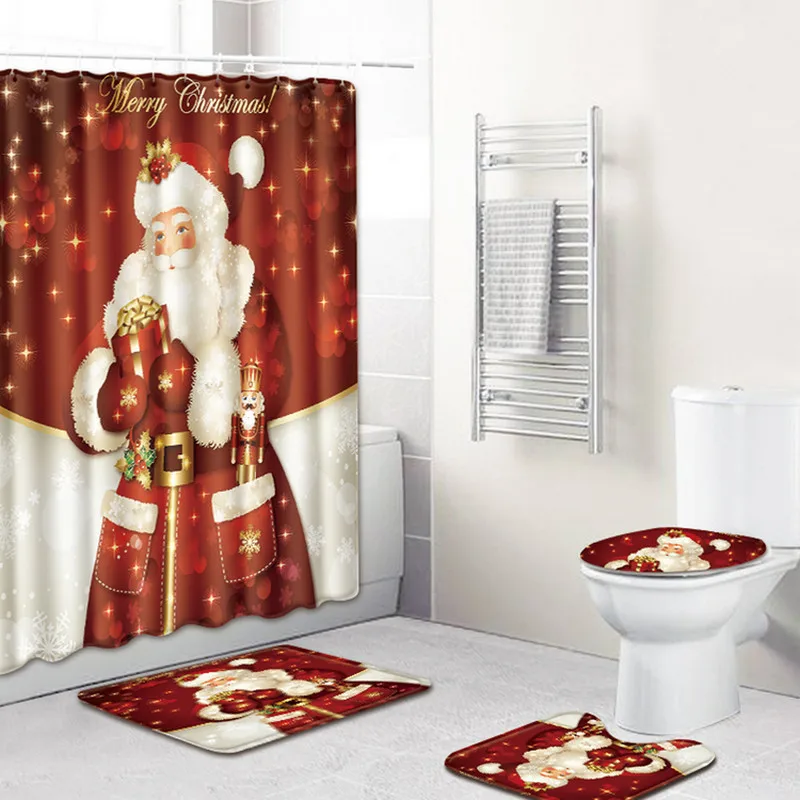Рождественский водонепроницаемый коврик для ванной комнаты 4 шт./компл.