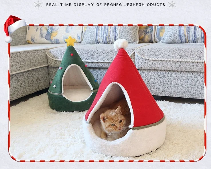 Рождественская кошка собачья кровать домик в форме елки домашний для кошки