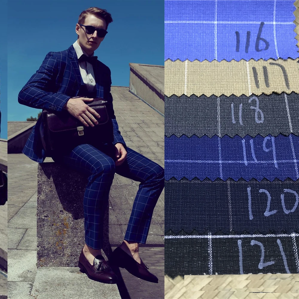 

Костюм Homme мужской из 3 предметов, королевский синий клетчатый костюм, Блейзер, пиджак, вечерняя одежда для весны и осени, мужская одежда на заказ
