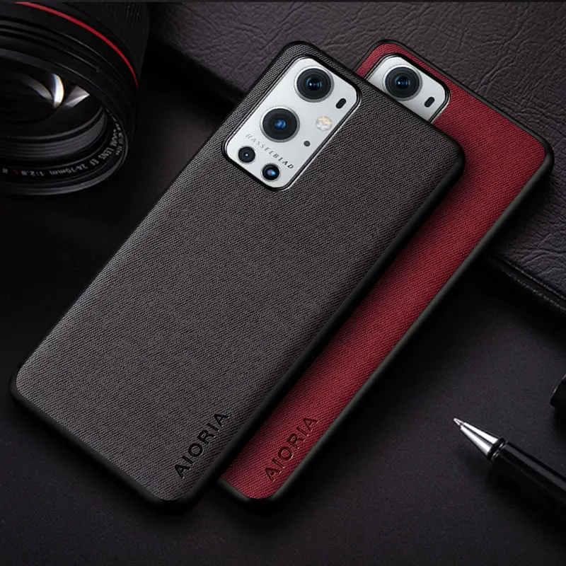 Case for Oneplus 9 Pro 9R 9RT 8T 8 7T 7 Pro 6T 6 coque simple design solid color textile Leather shockproof protective Cover