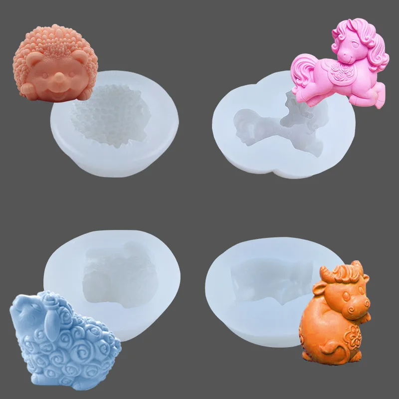 

Zodiac Horse Cow Sheep Hedgehog Silicone Fondant Chocolate Resin Epoxy Soap Mold For Pastry Cup Cake Decorating