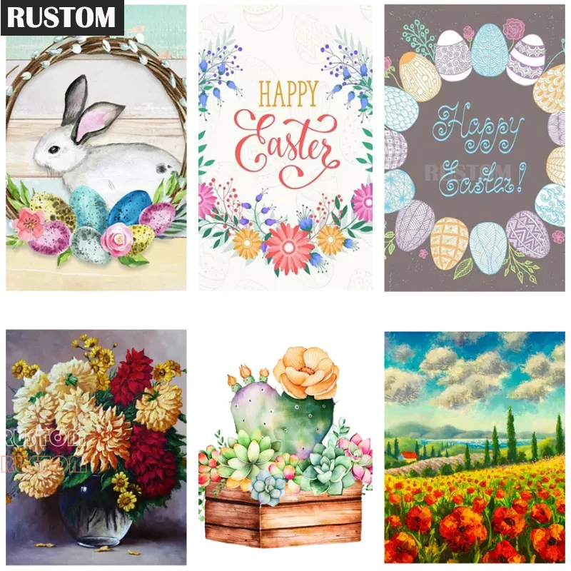 

5D DIY Diamond Painting Rabbit Flower Landscape Full Round embroidery Diamond Art Embroidery Mosaic Cross stitch Home Decor Gift