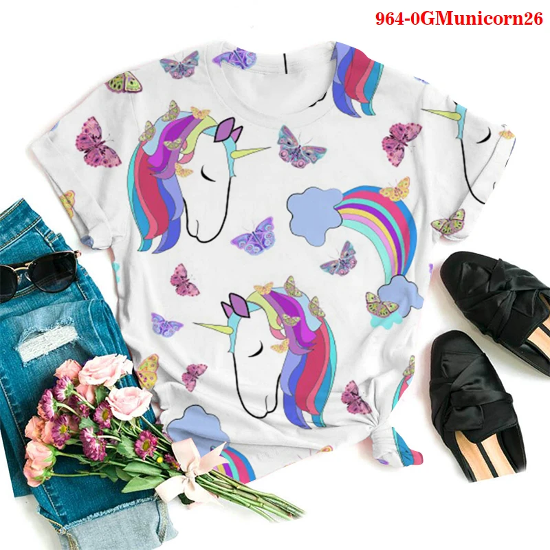

Hot Sale Graphic Tees 3D Tshirt Aesthetic Unicorn Harajuku Women T-shirts Ladies Tops Streetwear Female Tshirt Summer Plus Size