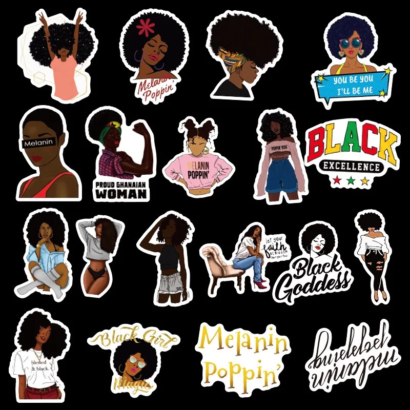 50 шт. модные Вдохновенные меланина попсовое черная девочка наклейки для DIY багажа