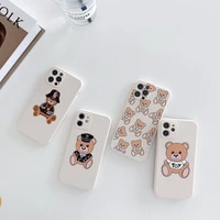 cute cartoon plush bear soft case for iphone 11 12 pro max mini 7 8 plus xr x xs max se 2 couples luxury phone cover fundas