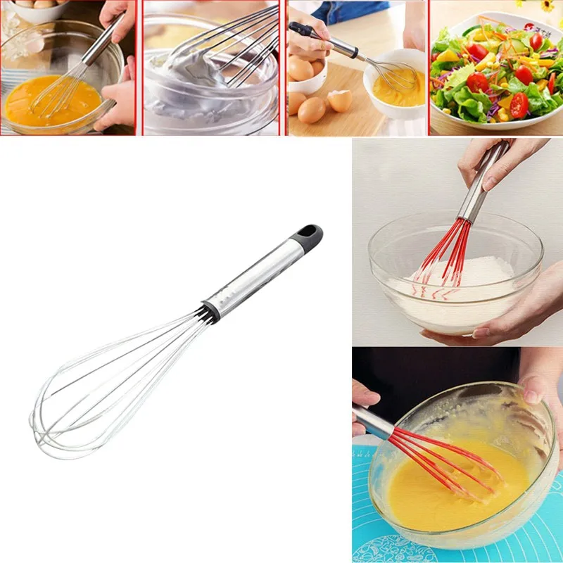 Spring Handle Stainless Steel Egg Stirring Balloon Wire Whisk Manual Beater Mixer Kitchen Baking Utensil Cream Butter | Дом и сад