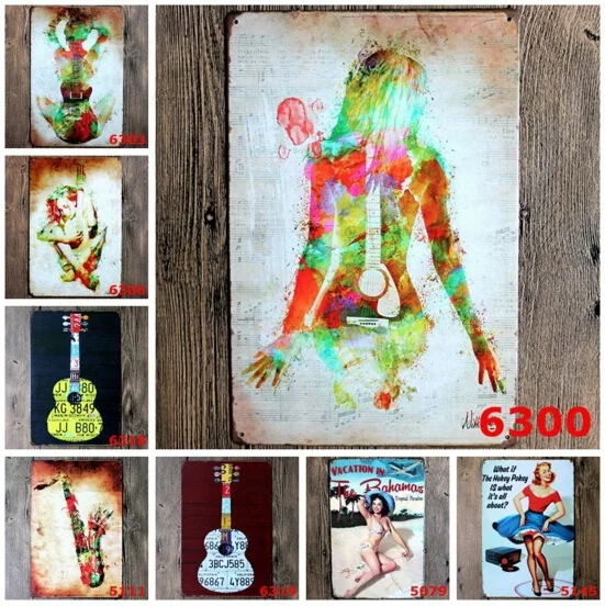 Винтажные металлические оловянные Плакаты для гитары домашний декор паба бара