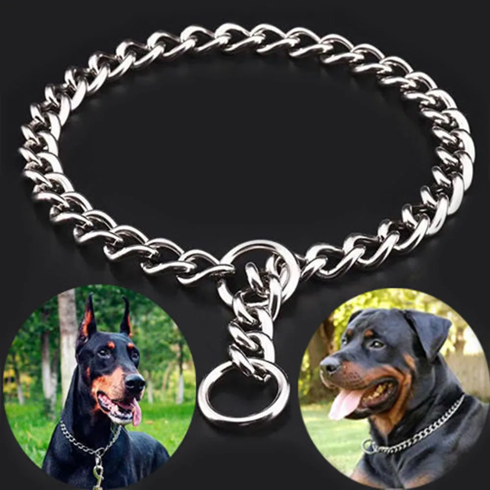 

P Snake Chain Dog Choke Collar Stainless Steel Ship Chain Collar For Dogs Adjustable Dog Training Choke Collar For Bulldog Pets