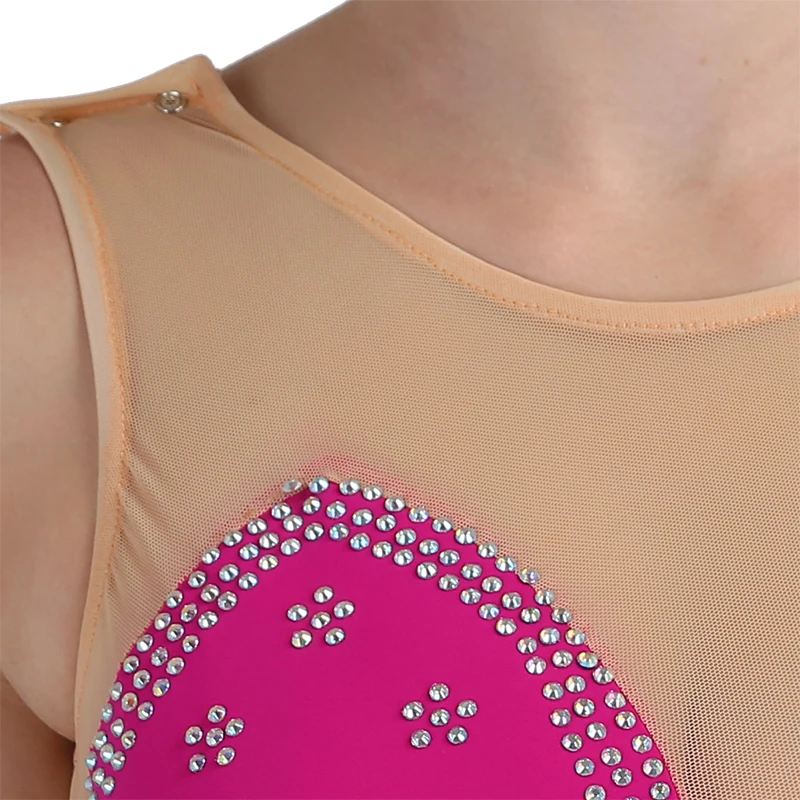 Платье для фигурного катания женское платье на коньках розово красное B121|Бальные