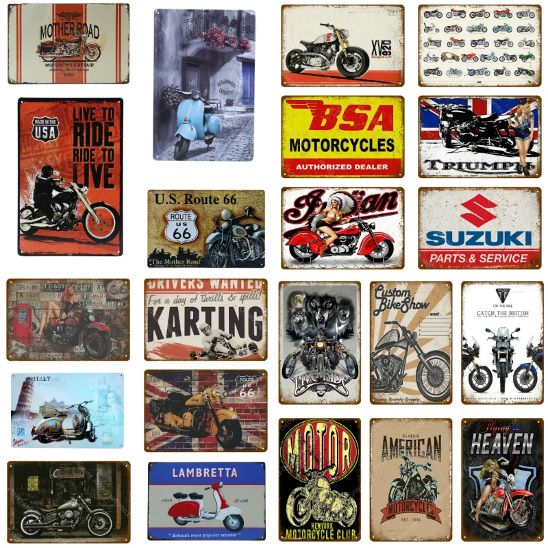 Классические американские мотоциклы металлические знаки мотор настенный постер