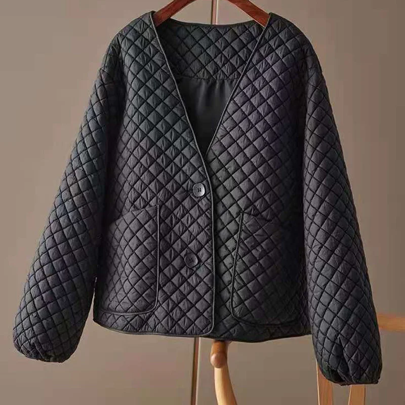 

Winter style Autumn Women V-neck Loose Lightweight White Duck Down Jacket Single Breasted Casual Female Down Coat Warm Outwear