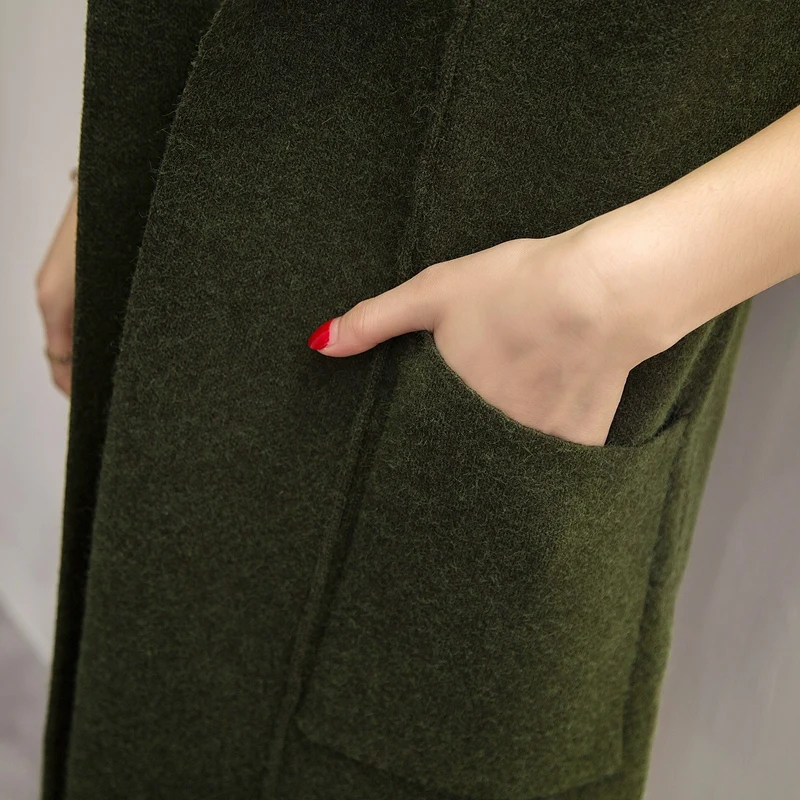 

Autumn Winter Women Cardigan Casual Coat Female Long Sleeve Vestidos Knitted Sweaters Women Solid Pocket Design Sweater Jacket