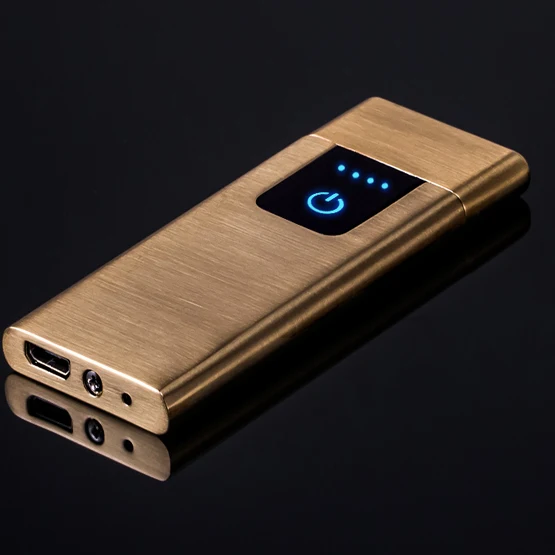 Электронная USB Зажигалка Мини зарядка зажигалки аксессуары для электрических сигарет ультра-тонкий - Цвет: kim brushed