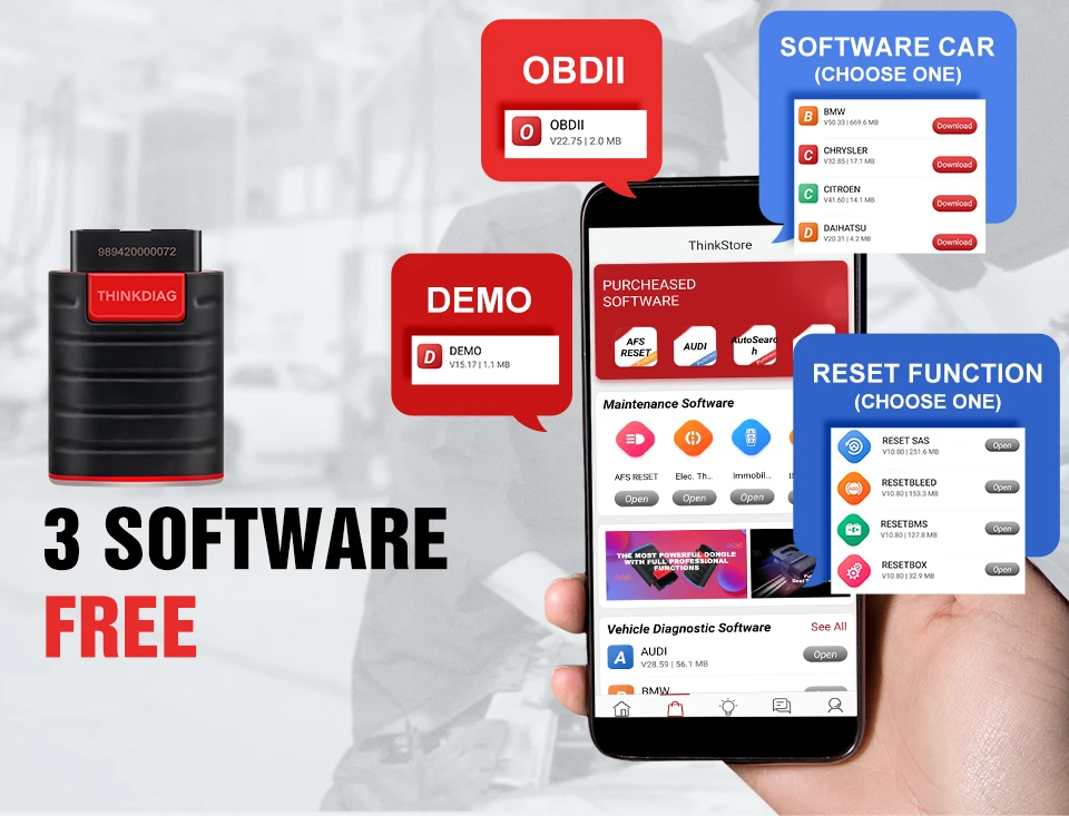 50 шт. Thinkcar thinkdiag Bluetooth obd2 автомобильный полный диагностический инструмент obdii