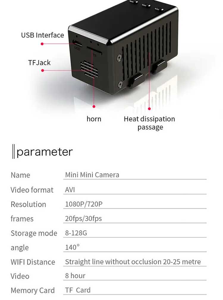 Full HD 1920x1080 WiFi мини Камера стол Ночное видение Беспроводной-няня камера IP DV