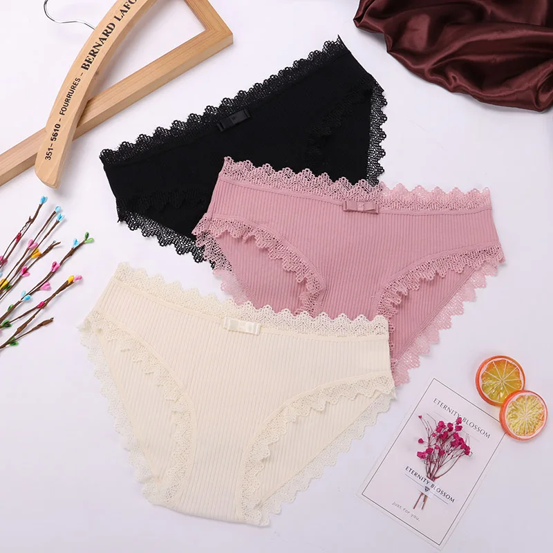 style 2 3 шт., женские хлопковые трусики, женские дышащие трусы с кружевным краем, сексуальное нижнее белье, женское хлопковое нижнее белье, нижнее белье - Цвет: style 2
