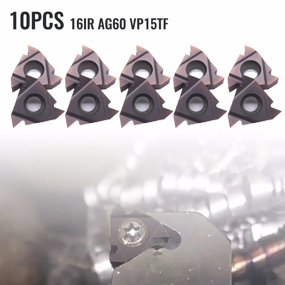 

10pcs Carbide Insert 16IR AG60 VP15TF Insert Lathe CNC Carbide Thread Cutting Turning Metalwork Internal Thread Carbide Coating