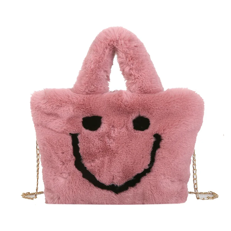 Женская плюшевая smiley Сумочка с пряжкой сумка на плечо милая мягкая женская из