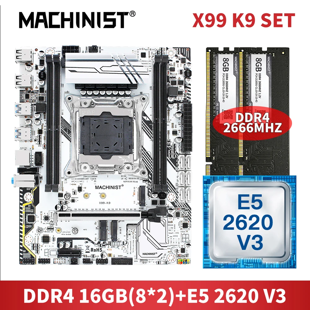 Online MASCHINIST X99 Motherboard LGA 2011-3 Mit Intel Xeon E5-2620 V3 Prozessor 16GB 2*8GB DDR4 ECC RAM Speicher Set Kit USB 3,0 X99-K9