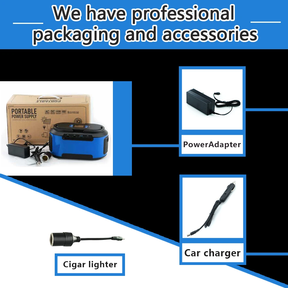 

Power Station AC 300W Outdoors Household SOS Cigar Lighter Power Bank 60000mAh DC AC USB Output Port Charge LED Tybe-C Camping