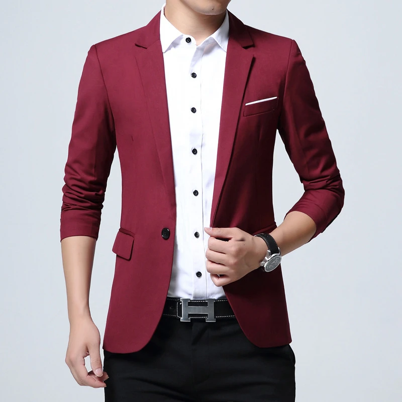FGKKS Spring Autumn Men's Blazers Korean Style Single Breasted Suit Jackets Classic Solid Color Business Casual Male |