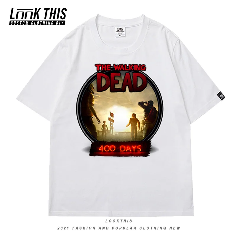 

New Fashion The_Walking_Dead Men Casual T Shirt Unisex High Quality Men's Pure Cotton T-shirt Loose Short Sleeve O-neck T-shirts