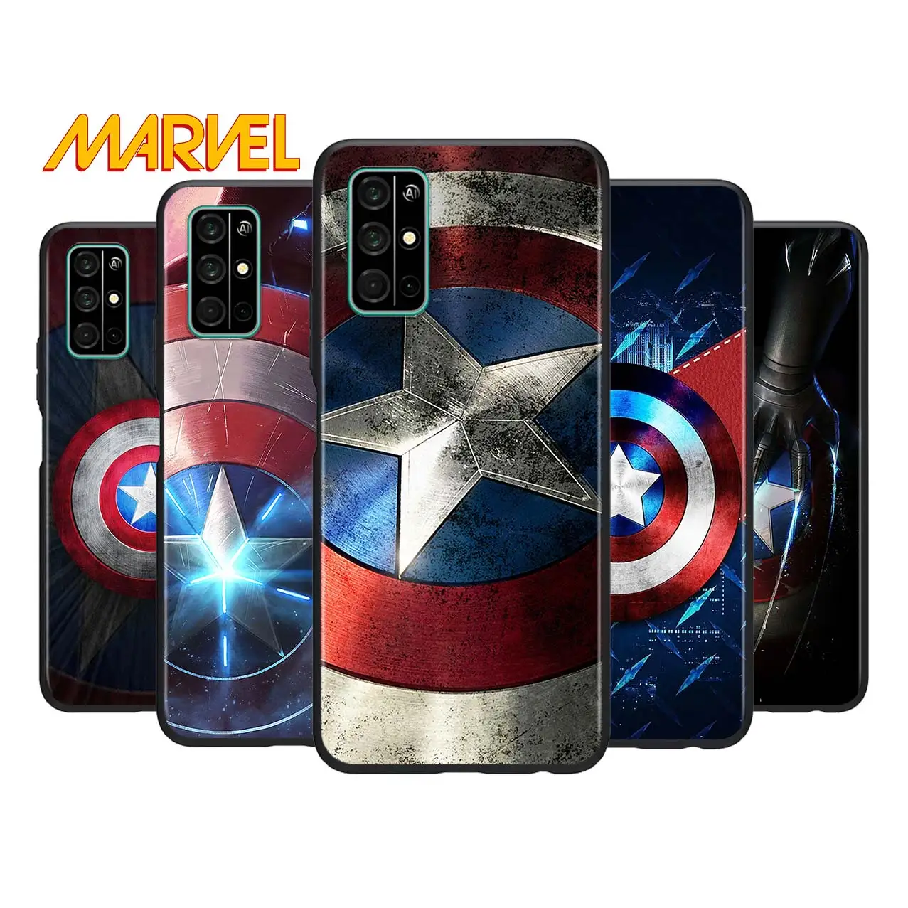 

Shield captain america marvel for Huawei Honor V30 20 Pro X10 9S 9A 9C 9X 8X 10 9 Lite 8A 7C 7A Pro TPU Soft Black Phone Case