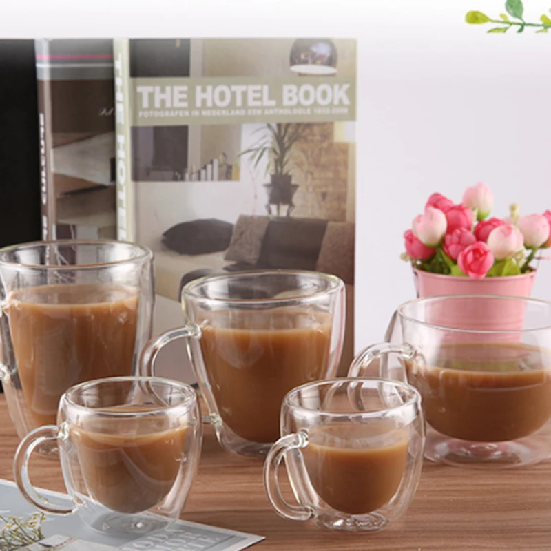 Термостойкая стеклянная кофейная чашка с двойными стенками креативная кружка