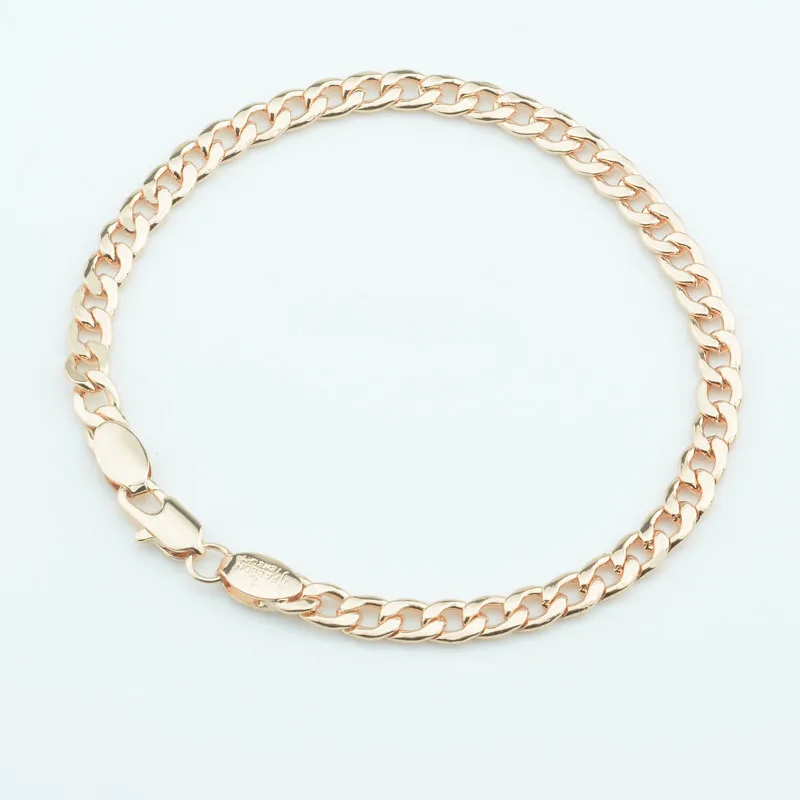 Мужской и женский браслет FJ золотой с гравировкой цепочкой длиной 17 22 см|bracelet