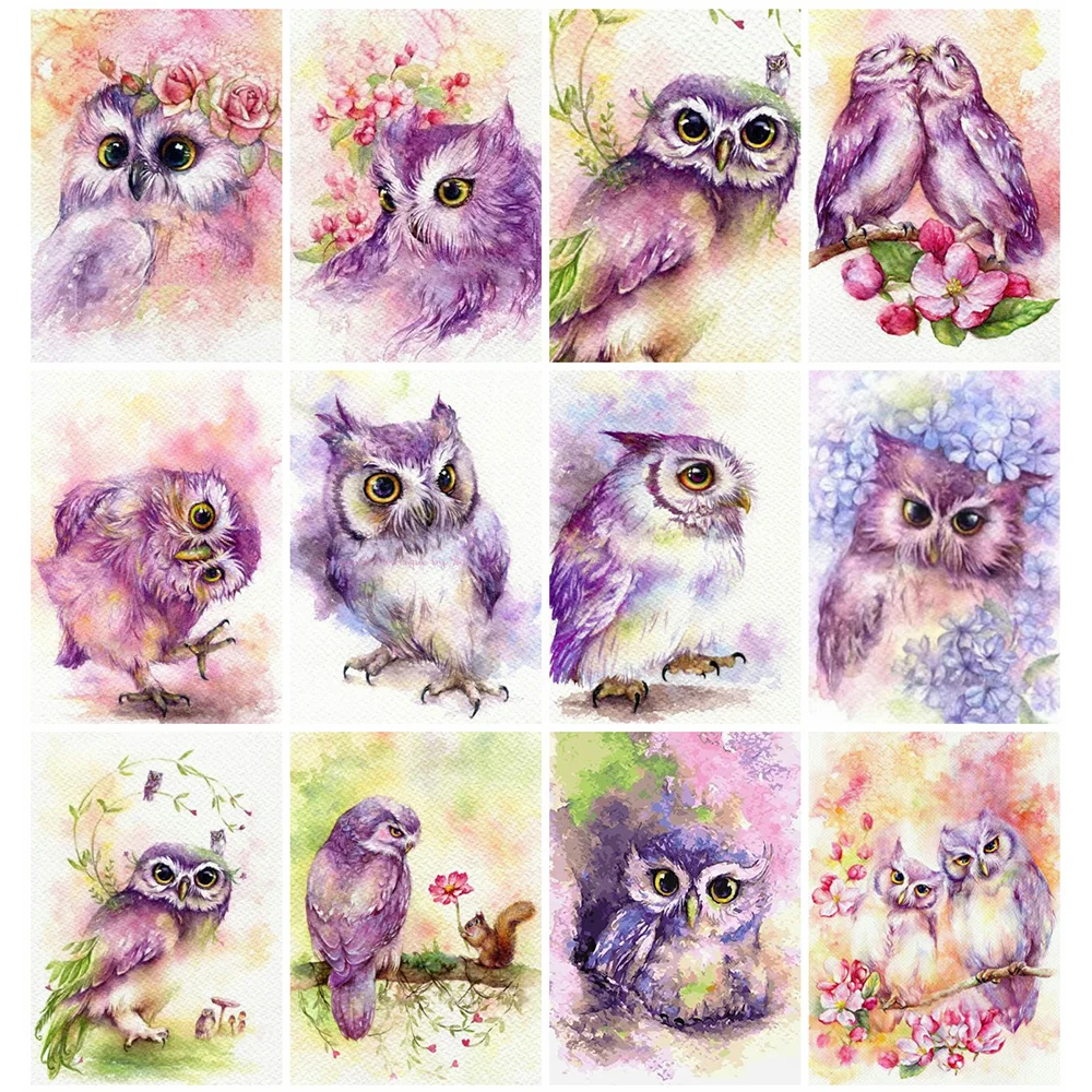 Huacan алмазная вышивка совы картины из страз мозаика животные картина стразами