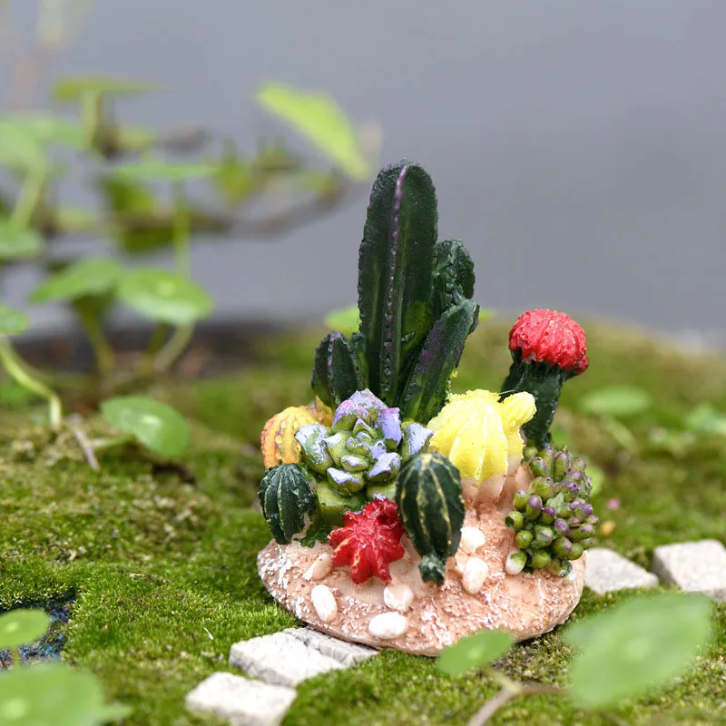

Cactus Fake Potted Plant Fairy Garden Miniatures Micro Landscape Resin Crafts Bonsai Figurine Garden Terrarium Accessories