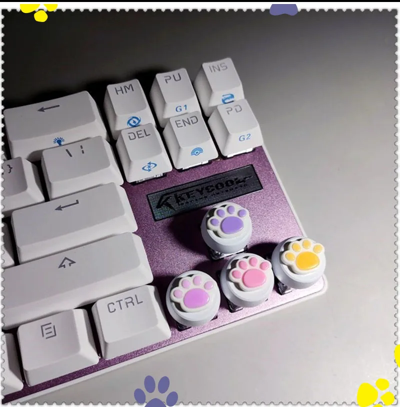 

Personalized Round Cat Paw Cute Pink Keycaps For R4 ESC Mechanical Keyboard Cross Axis Gift Custom Keycaps