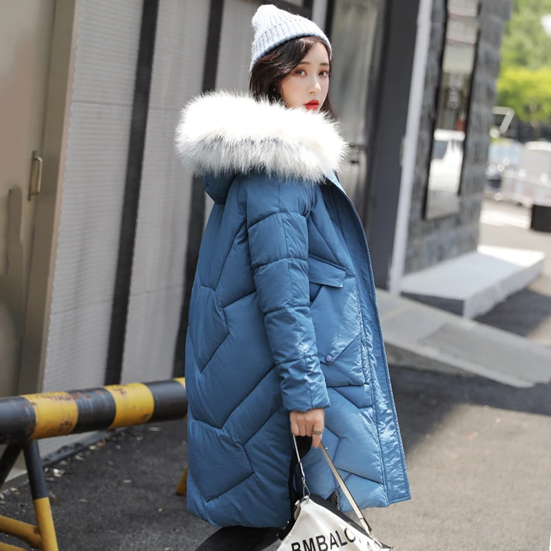 

Nicesnowl Fashion Winter Coat Women Jackets Thick Down Parkas Fur Hooded 2021Cotton Long Coats Warm Windbreaker Female Outwear