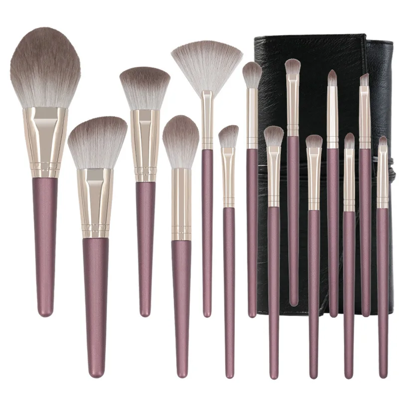 

New style makeup brush set super soft makeup brush with purple cloud wooden handle beauty tool