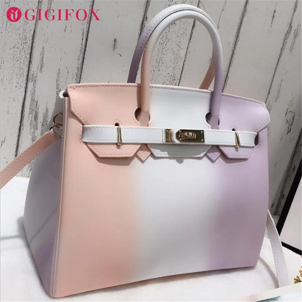 

GIGIFOX 2021 Mixed Blue Yellow Colorful Elegant Jelly Purse PVC Clear Bag Satchel Handbags Women Fashion Tote Bags Shoulder Bags