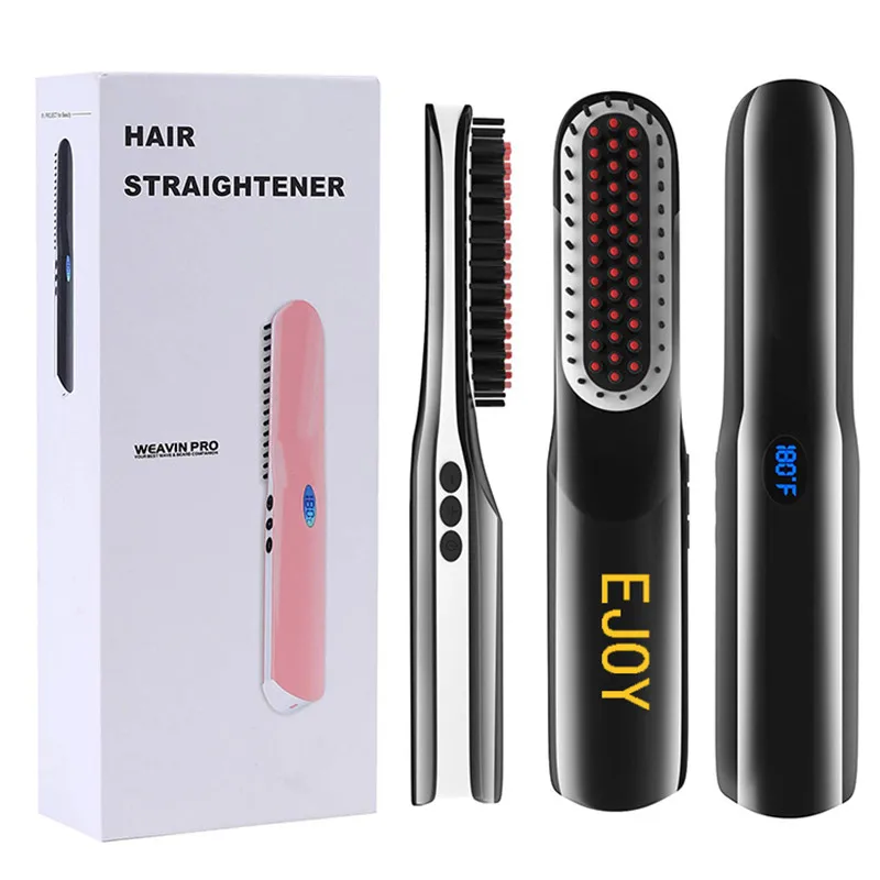 

Wireless Mini Beard Straightener Brush Portable Electric Hair Straightening Combs For Men Beard Straightener Brush USB Charging