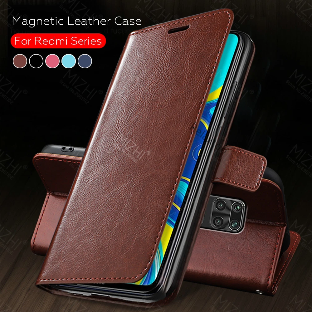 Чехол-книжка для xiaomi redmi note 9 pro кожаный магнитный