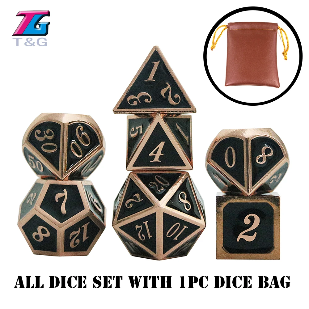 

Top Grade Shiny Digital Metal Dice Set 26 Styles +1pc Bag D4 D6 D8 D10 D12 D20 for Role Playing DND RPGs Board Game As Gift