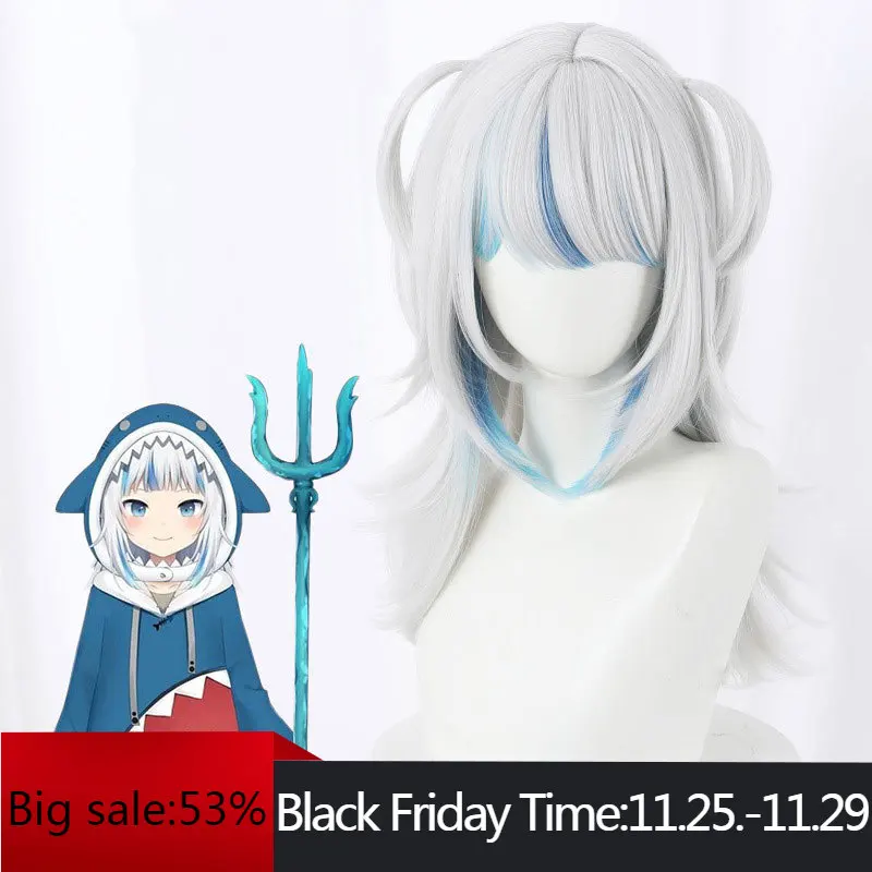

Hololive English VTuber Gawr Gura Cosplay Wig Heat Resistant Synthetic Hair Carnival Halloween Party Props