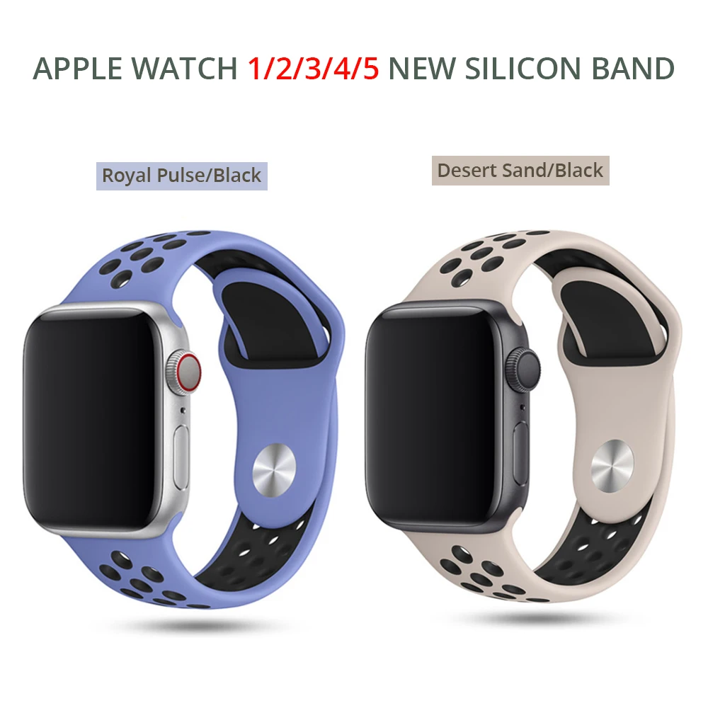 Спортивный силиконовый ремешок для Apple watch 5, 4, 44 мм, 40 мм, ремешок для часов Nike, ремешок для iwatch серии 5, 3, 2, 1, 42 мм, 38 мм, с металлической пряжкой