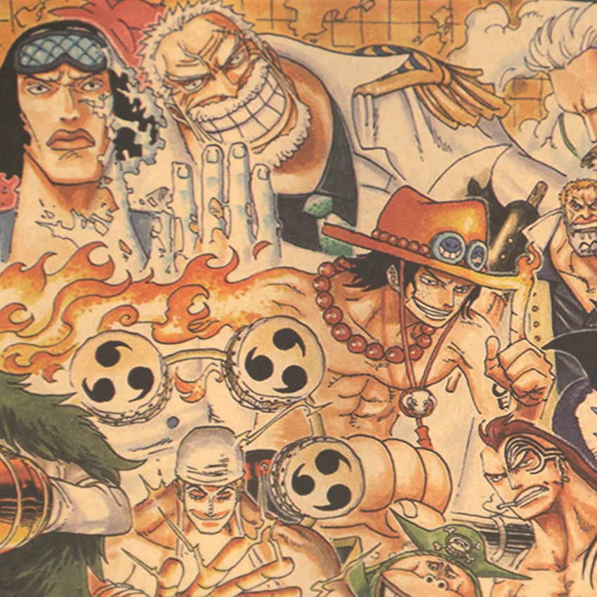 Классический Аниме one piece портретная коллекция плакат крафт-бумага декор для бара, кафе стикер на стену 72X18 см