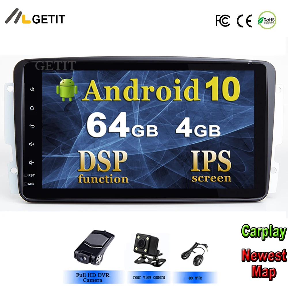 DSP ips " Android 10 Автомобильный мультимедийный радио плеер для Mercedes Benz/W209/W203/M/ML/W163/Viano/W639/Vito gps стерео BT wifi