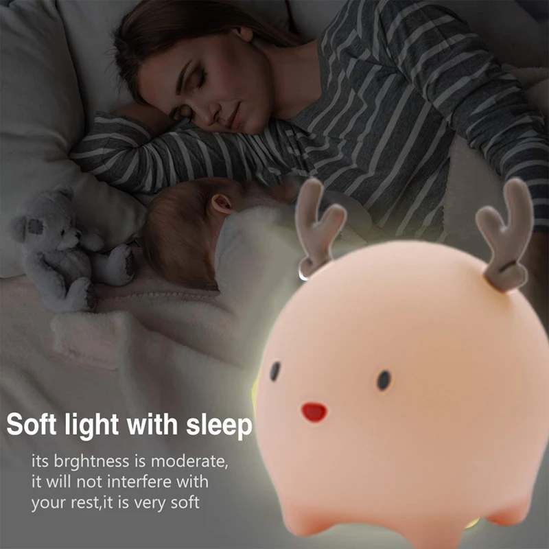 

Night Light Kids Fawn with Press Switch, Portable Silicone Slumber Light Night Lights for Baby Room, Bedroom