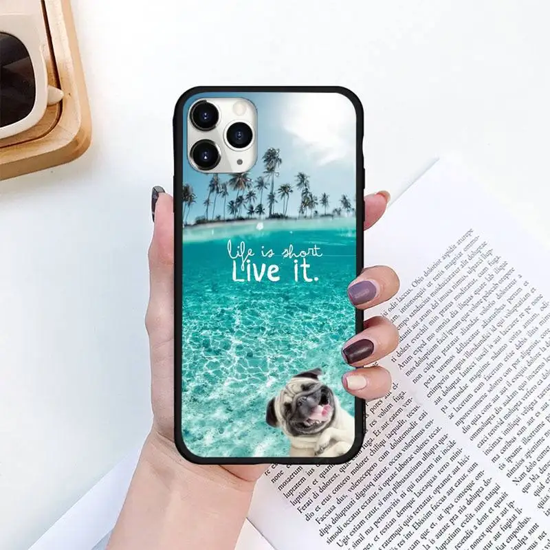 

Pug French Bulldog beach sunset Phone Case for iPhone 11 12 pro XS MAX 8 7 6 6S Plus X 5S SE 2020 XR mini