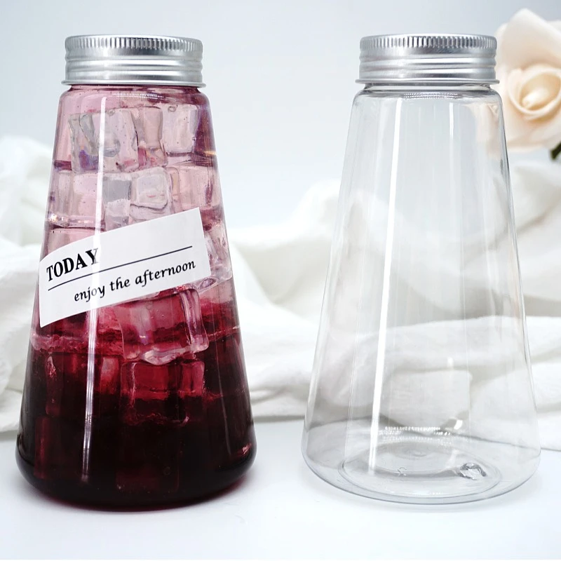 

10 шт. чистый красный 350 мл Прозрачный флакон ПЭТ пластиковые на вынос упаковки диспенсер для охлажденных напитков кофейного мороженного, со...