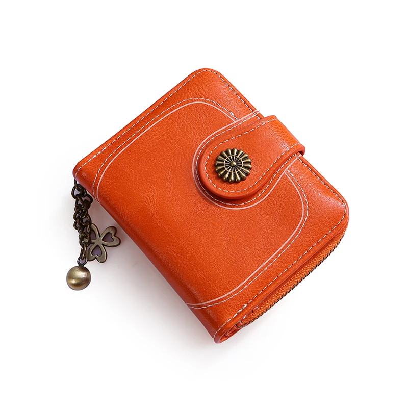 Короткий Однотонный женский кошелек из искусственной кожи на молнии 2019